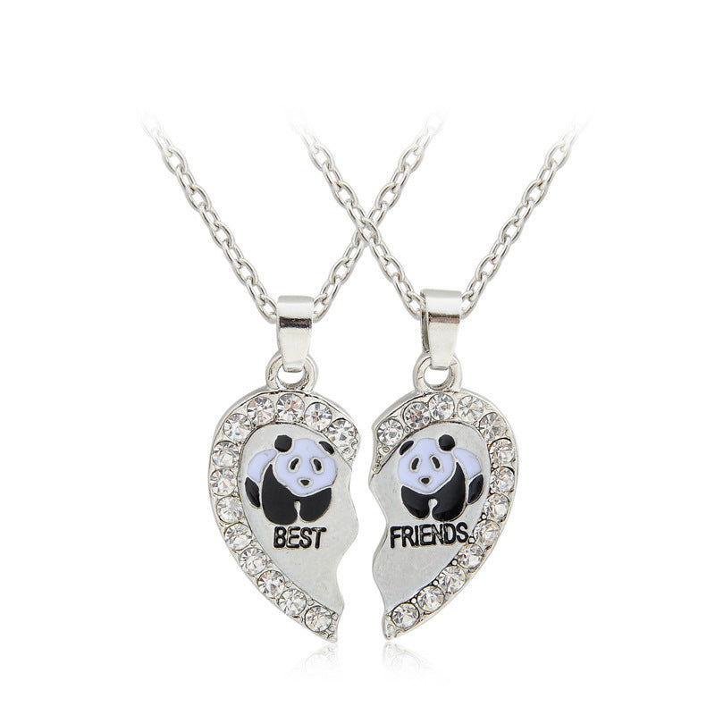 Cool Beautiful Ornament Heart-shaped Square Girlfriends Necklaces