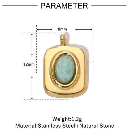 French Retro Flower Geometric Natural Stone Titanium Pendants