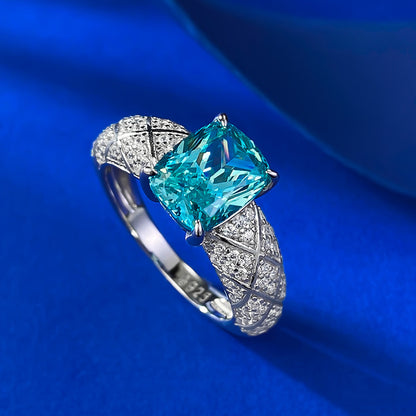 Jewelry Live Sier Paraiba Fat Square Rings