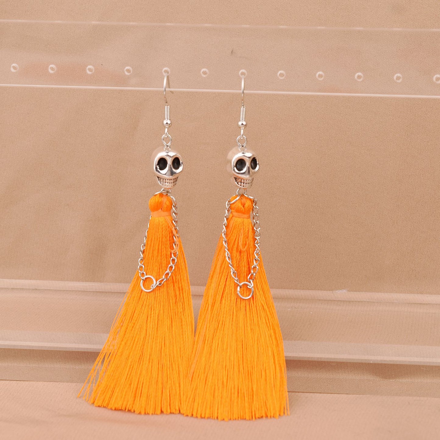 Women's Halloween Skull Tassel Hanging Punk For Earrings