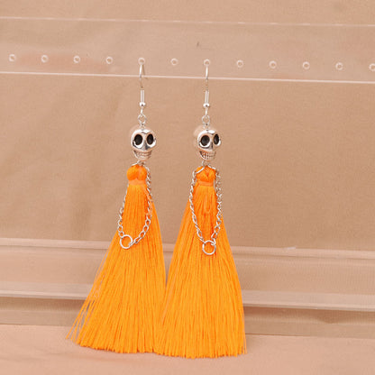 Women's Halloween Skull Tassel Hanging Punk For Earrings