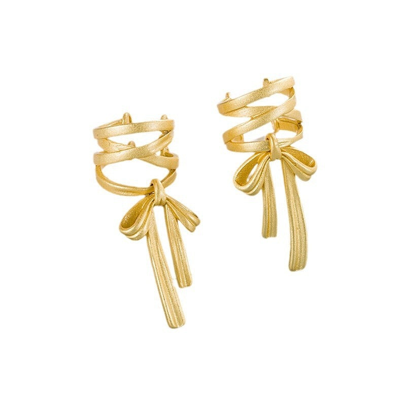 Shaking Bow Ribbon Ear Clip Female Earrings