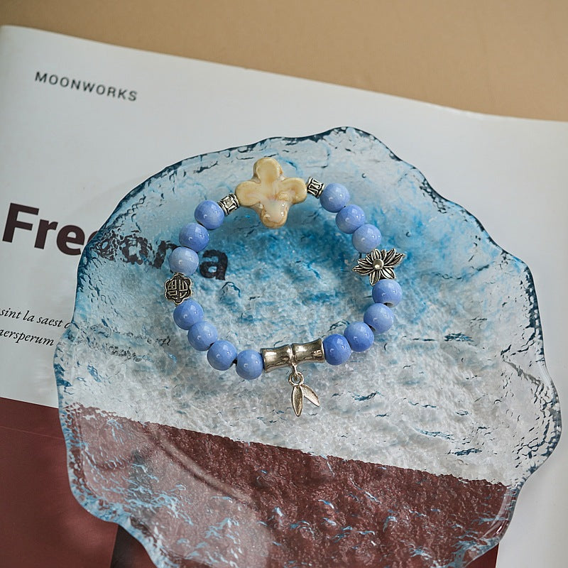 Ceramic Blue Color Artistic Ancient Style Bracelets