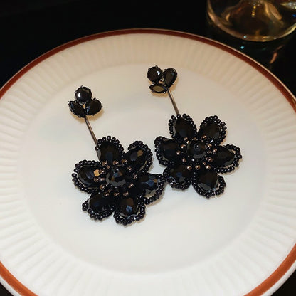 Needle Black Crystal Geometric Ear Minority Fashion Temperament Entry Earrings