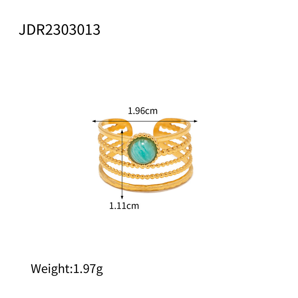 Natural Stone Blue Ite Malachite Creative Rings