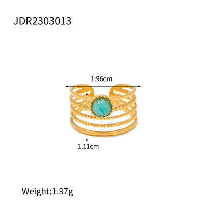 Natural Stone Blue Ite Malachite Creative Rings
