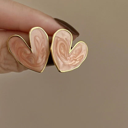 Chic Fog Pink High-grade French Retro Love Enamel Delicate Rings