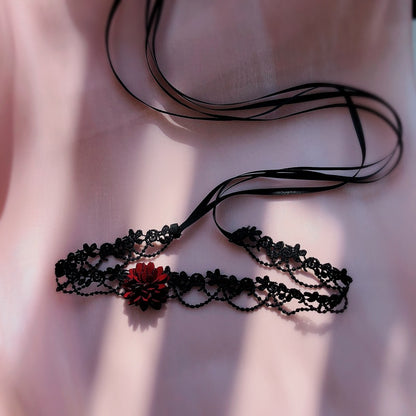 Lace Long Clavicle Wine Red Woven Necklaces