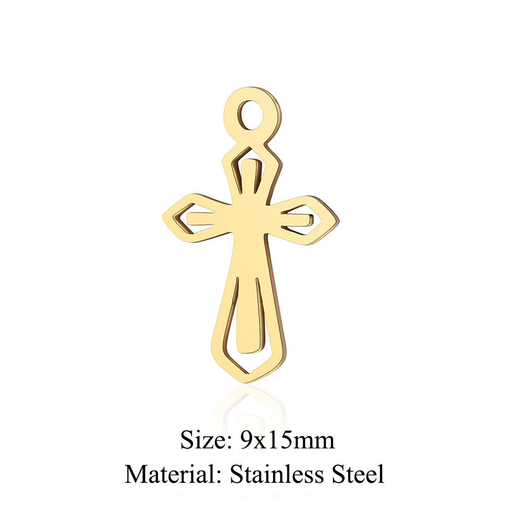 Titanium Steel Hollow Cross Crown Holy Device Pendants