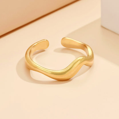 Irregular Curved Wave Female Open Stainless Rings