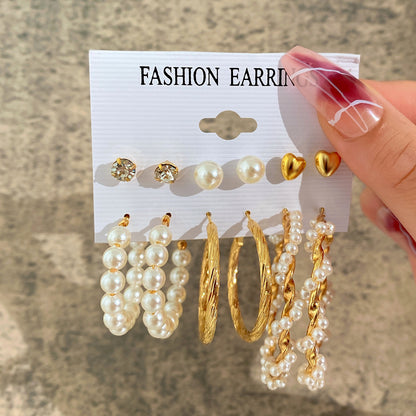 Han Metal Circle Chain Earings Set Creative Earrings