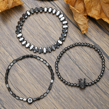 Combination Haematite Evil Eye Trendy Retro Bracelets