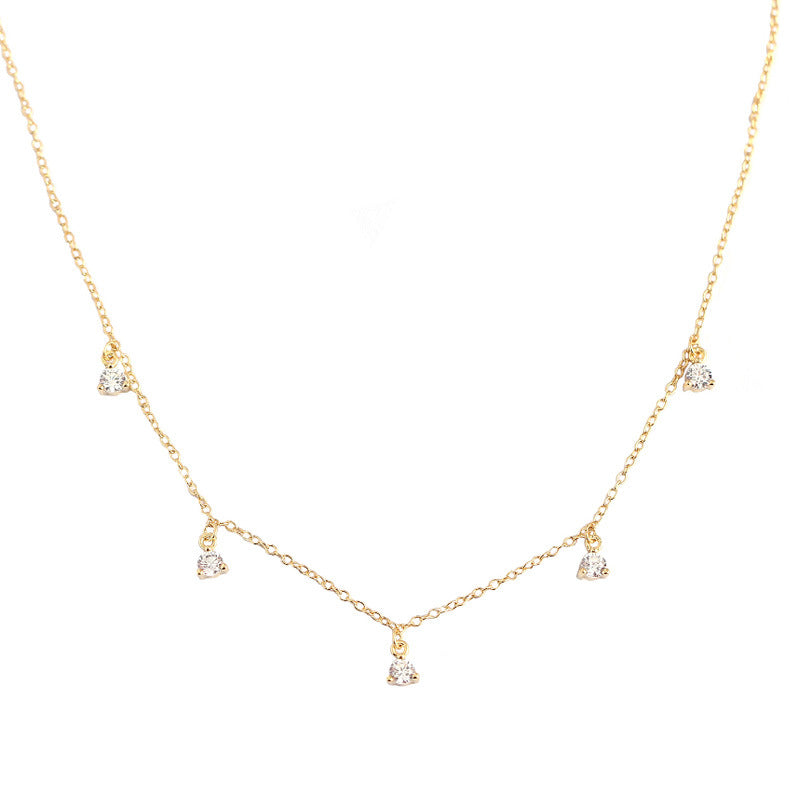 Women's Sterling Sier Minimalist Diamond Inlaid Clavicle Necklaces