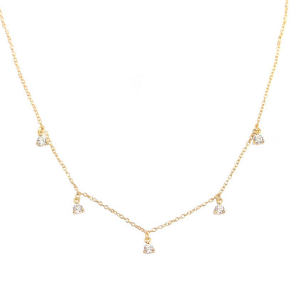 Women's Sterling Sier Minimalist Diamond Inlaid Clavicle Necklaces