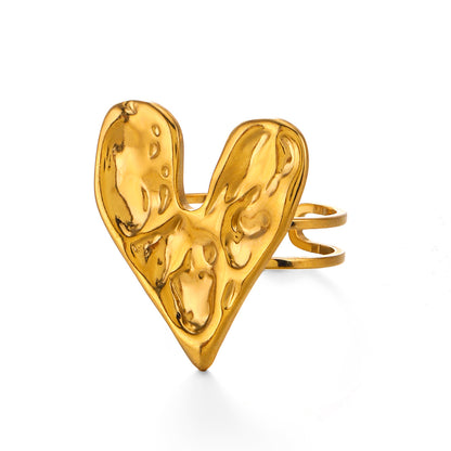 Stainless Steel Simple Heart-shaped Open Female Rings