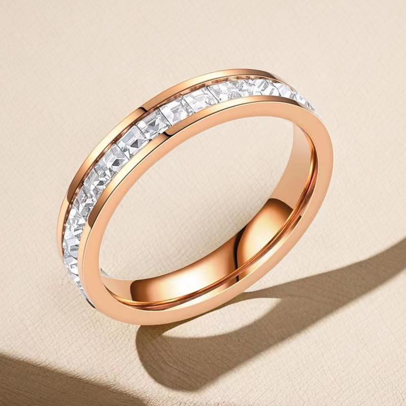 Women's Steel Titanium Single Row Diamond Starry Rings