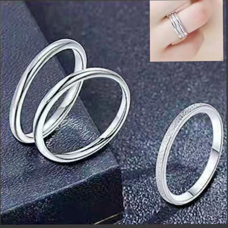 Women's Trendy Titanium Steel Simple Style Couple Rings