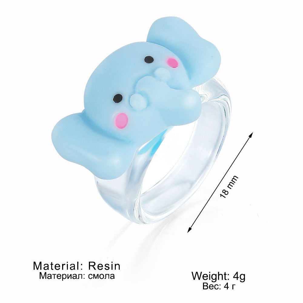 Animal Bear Frog Rabbit Elephant Resin Creative Rings