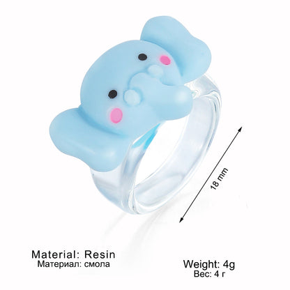 Animal Bear Frog Rabbit Elephant Resin Creative Rings