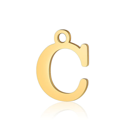 Titanium Steel Letter Gold Capital English Pendants