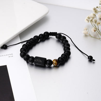 Men's Natural Stone Frosted Glass Twee Constellation Bracelets