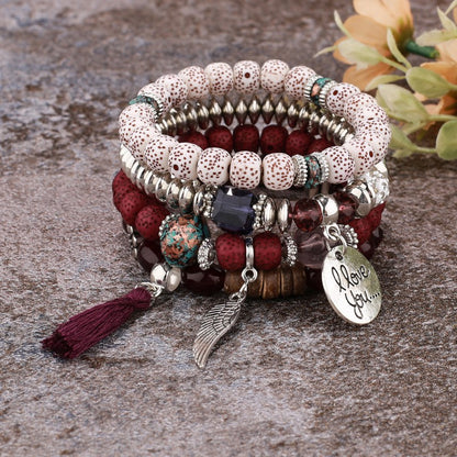 Bohemian Jewelry Female Tassel Wings Charm Bracelets