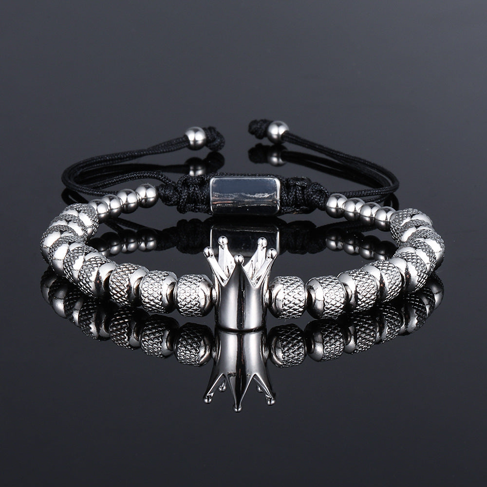 Men's Stainless Steel Pineapple Beads Roman Letter Bracelets