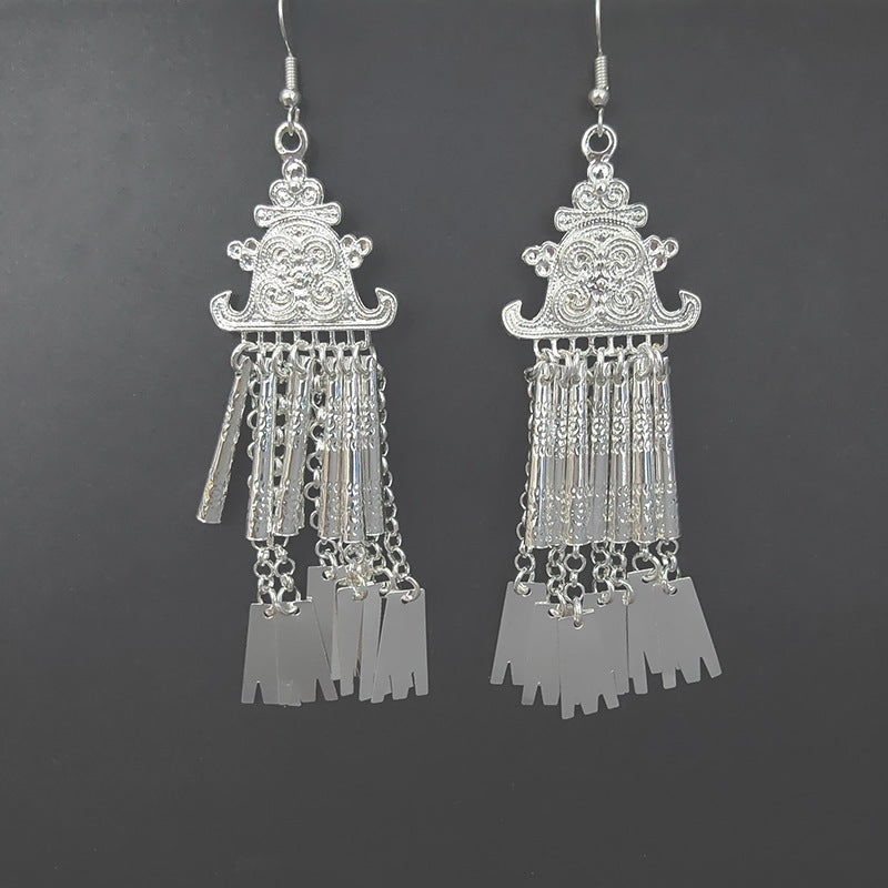 Long Exaggerated Stage Ornament Minorities Han Chinese Clothing Earrings