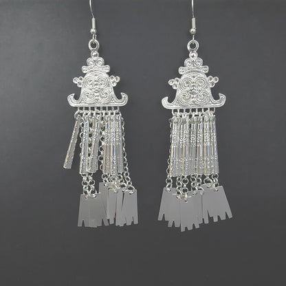 Long Exaggerated Stage Ornament Minorities Han Chinese Clothing Earrings
