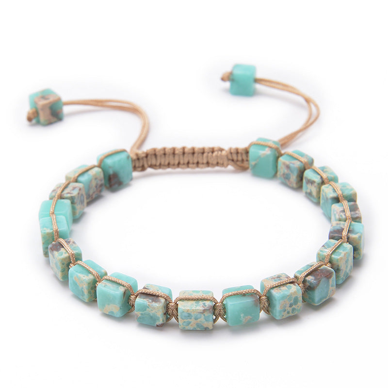 Square Emperor Stone Woven Colorful Natural Female Bracelets