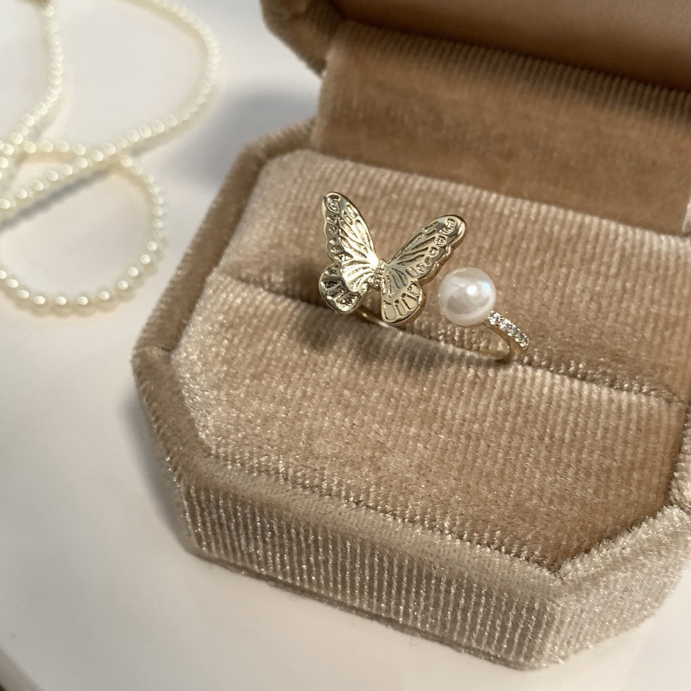 Glazed Butterfly Female Western Style Design High Sense Unique Rings