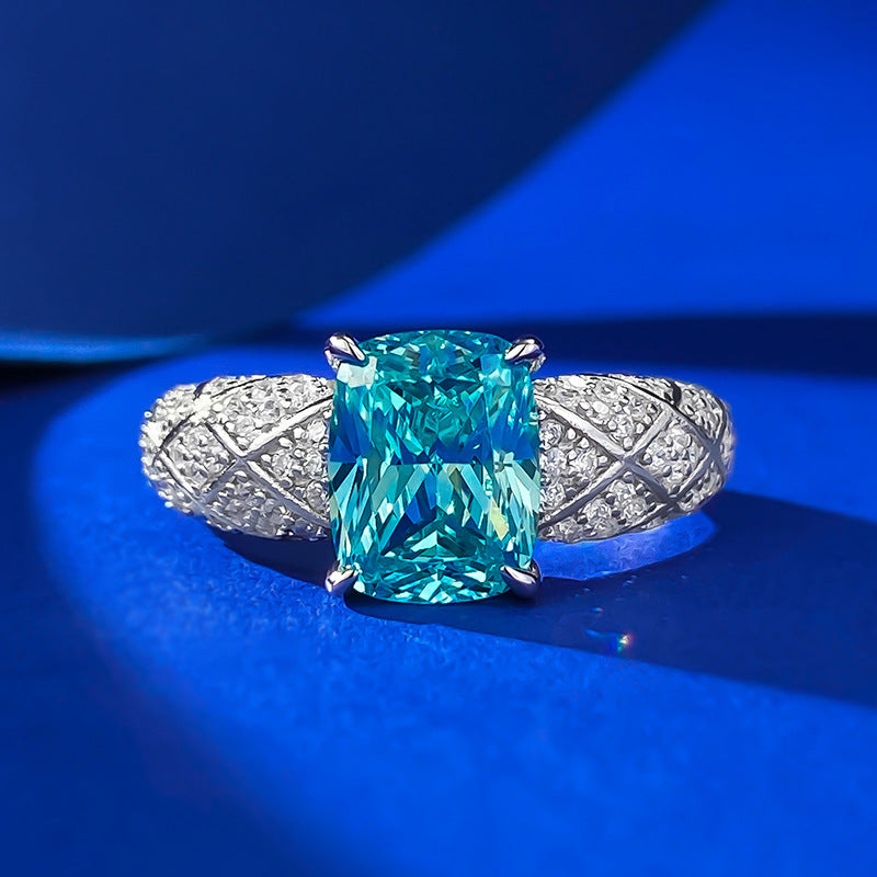 Jewelry Live Sier Paraiba Fat Square Rings