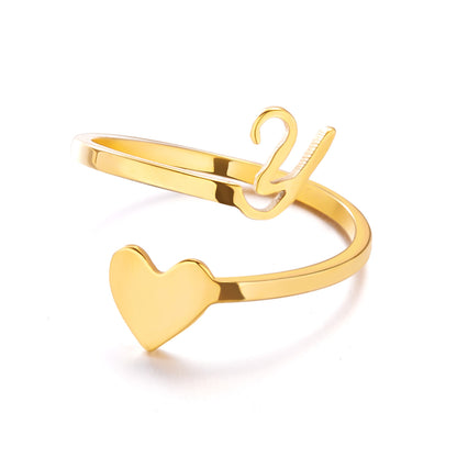 Popular Stylish Simple Letter Stainless Steel Open Three-dimensional Love Rings