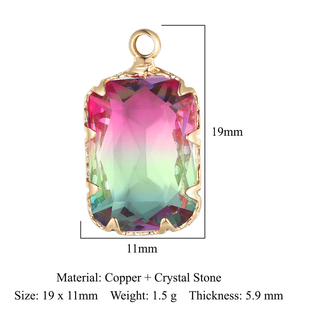 Rectangle Copper Glass Crystal Shuttle Eyes Pendants