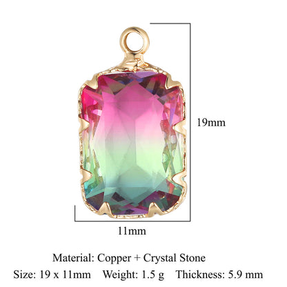 Rectangle Copper Glass Crystal Shuttle Eyes Pendants