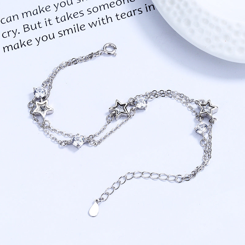 Pink Crystal Female Korean Simple Personalized High-grade Zircon Bracelets