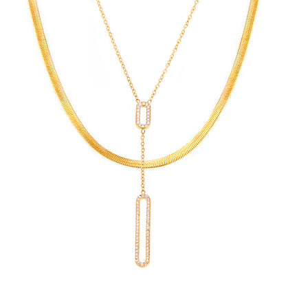 Inlaid Zirconium Clavicle Titanium Steel Material Necklaces