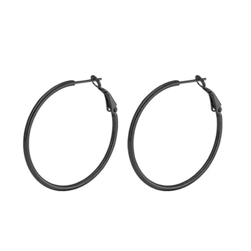 Stainless Steel Large Circle Shrimp Bow Earrings