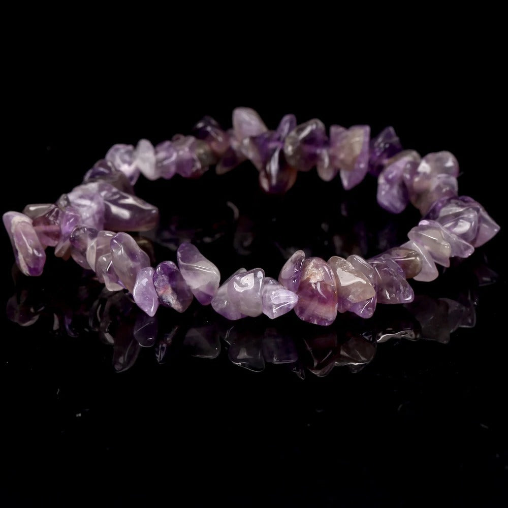 Natural Gravel Amethyst Elastic String Stretchable Bracelets