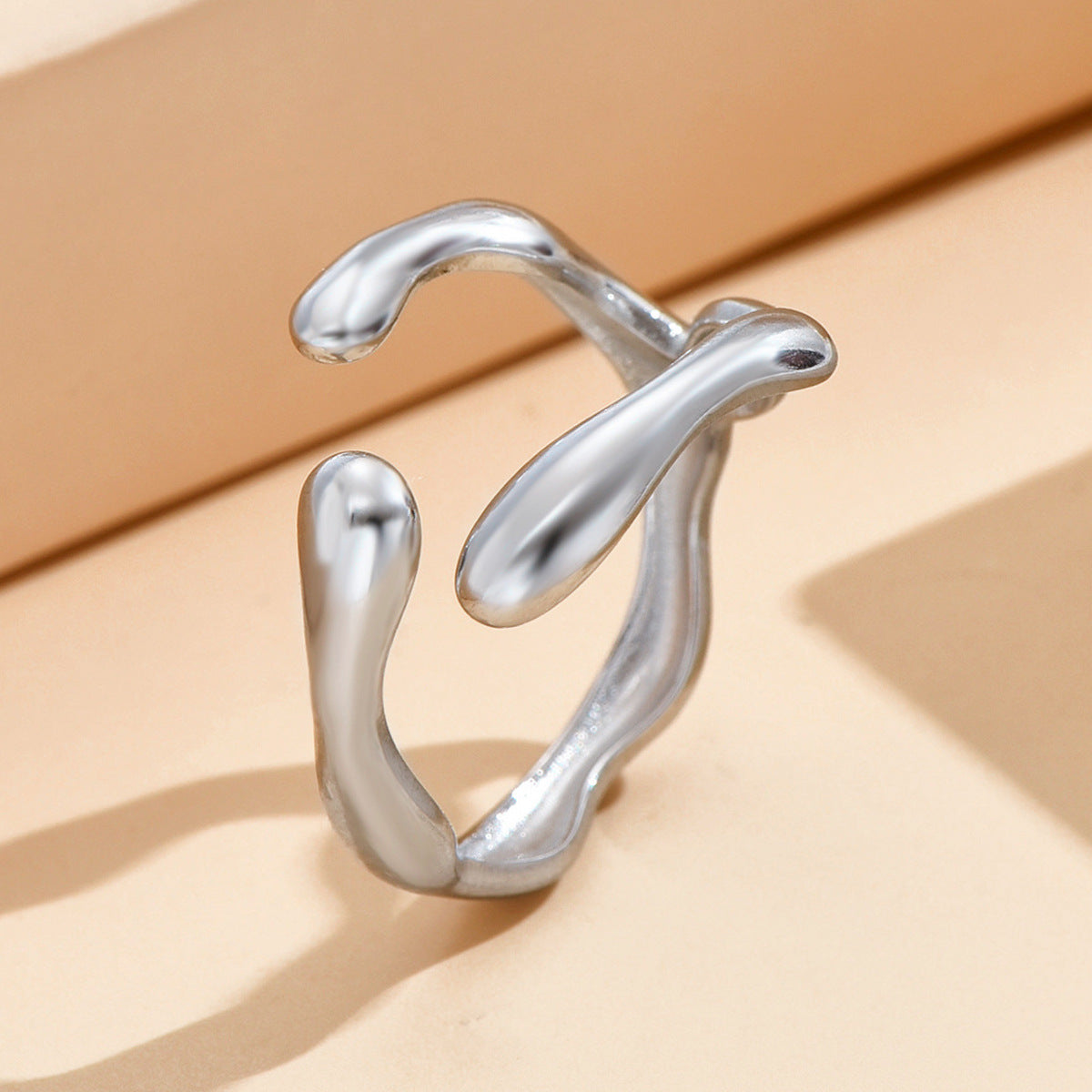 Baroque Style Stainless Steel Female Irregular Rings