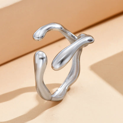 Baroque Style Stainless Steel Female Irregular Rings