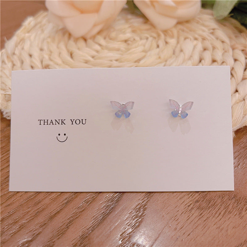 Sterling Sier Needle Three-dimensional Butterfly Suit Combination Simple Earrings