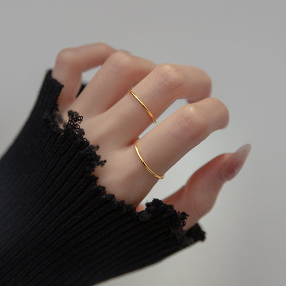 Sier Simple Thin Glossy Line Fashion Rings