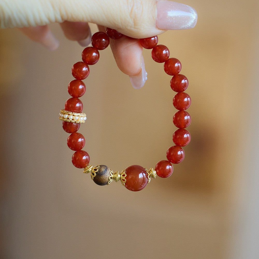 Broadcast Natural Red Agate Female Blessing Bracelets
