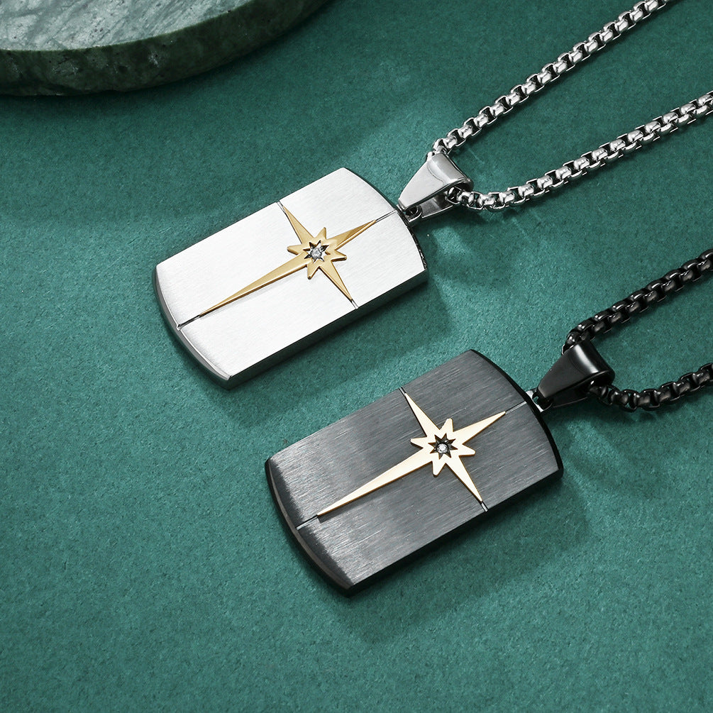 Men's Six-pointed Star Embellished Stainless Steel Fashion Hip Hop Necklaces