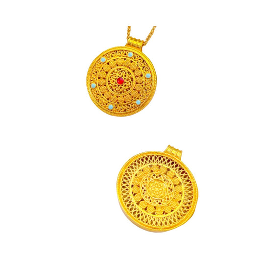 Alluvial Gold Enamel Color Satis Compass Pendants