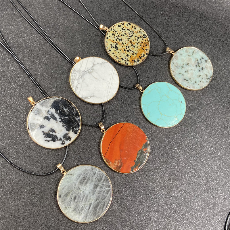 Crystal Round Aventurine Turquoise Wafer Graceful Pendants