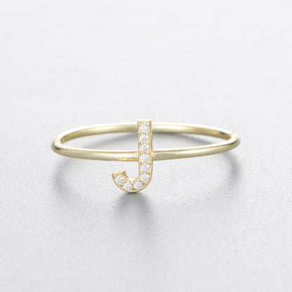 Women's Sier Zircon With English Letters Simple Rings