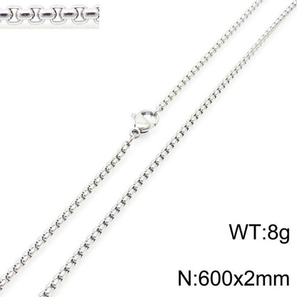 Women's & Men's Stainless Steel Square Pearl Chain Titanium Card Necklaces