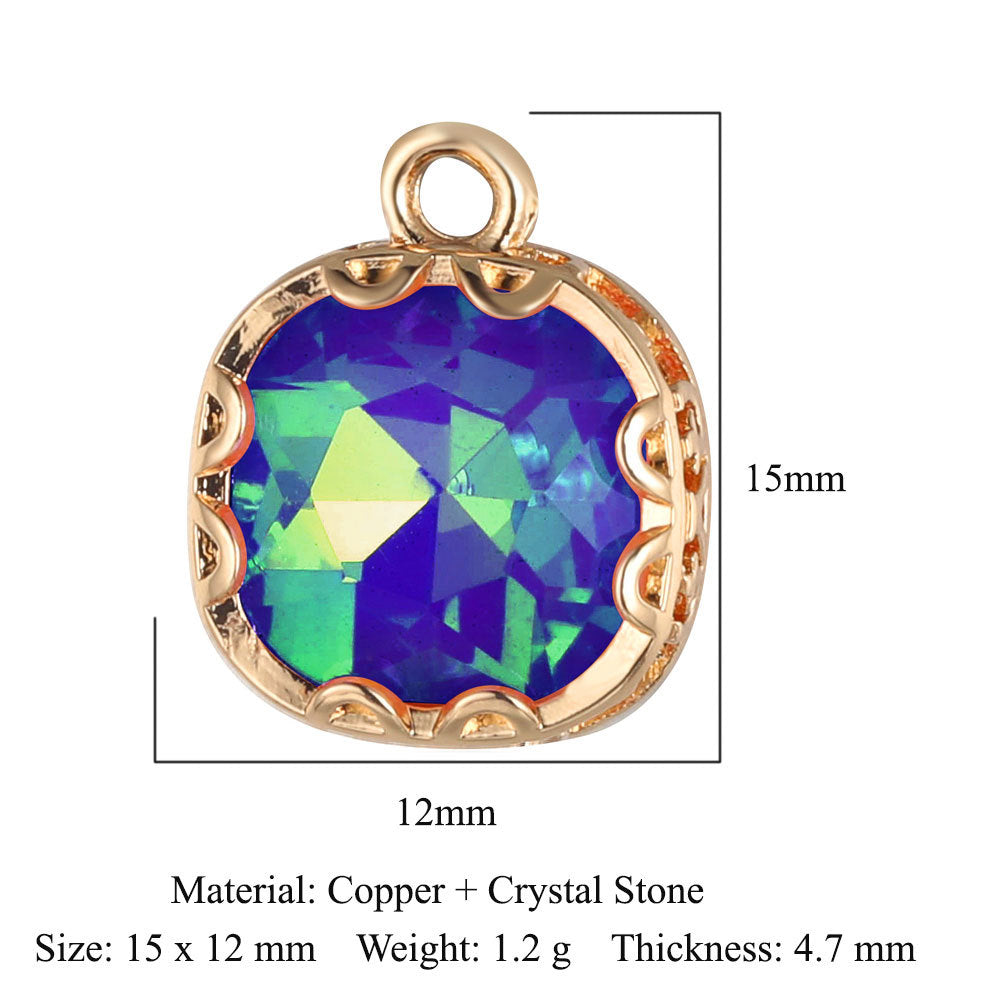 Rectangle Copper Glass Crystal Shuttle Eyes Pendants